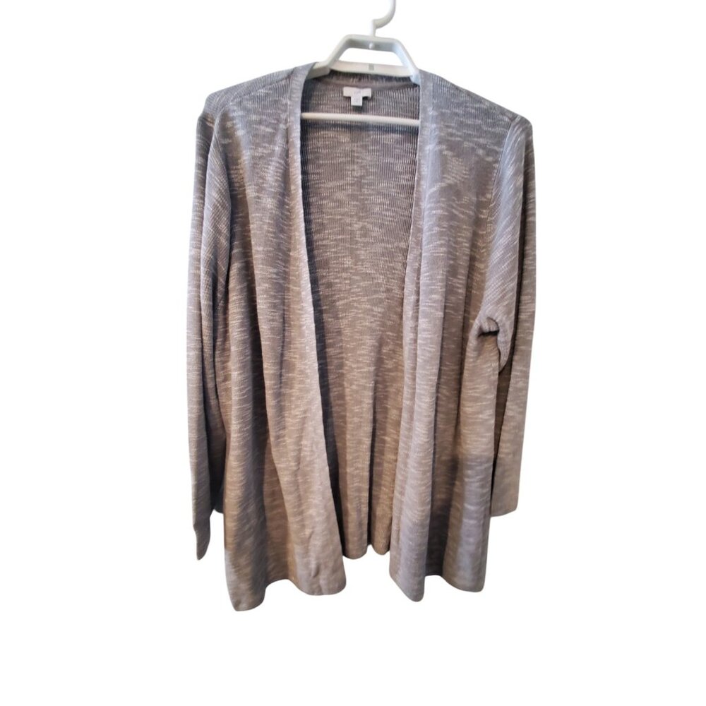 J Jill cardigan sweater womens 4X long line cotton acrylic linen gray he…